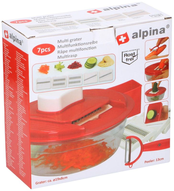 Alpina multifunksjonsrivjern med beholder og skreller